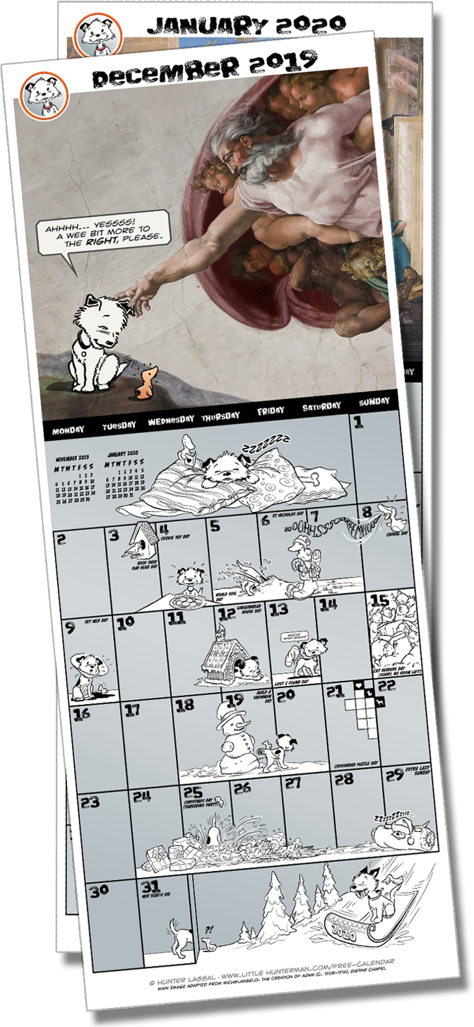 Little Hunterman Monthly Calendar Pages